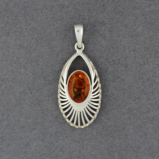 Amber Lined Teardrop Pendant