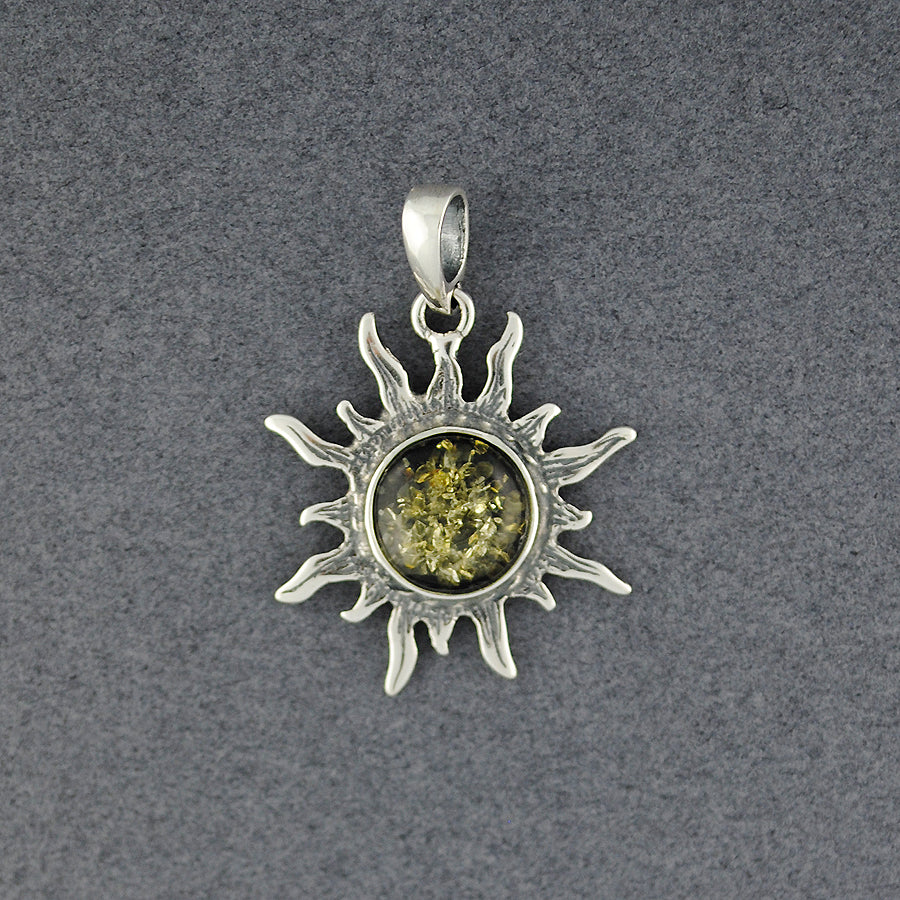 Green Amber Sun Pendant