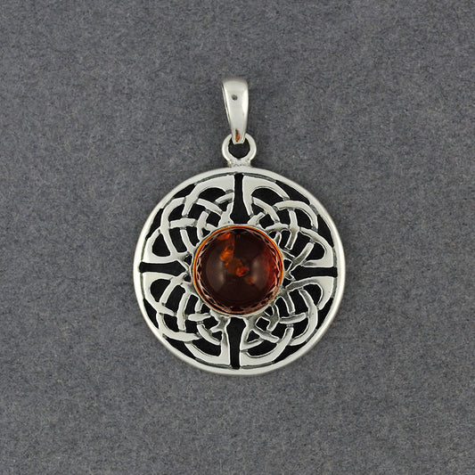 Amber in Celtic Circle Pendant