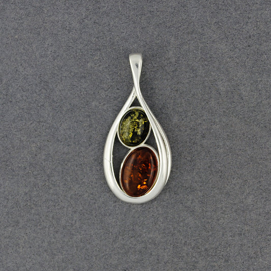 Amber Multi Color Ovals in Teardrop Pendant