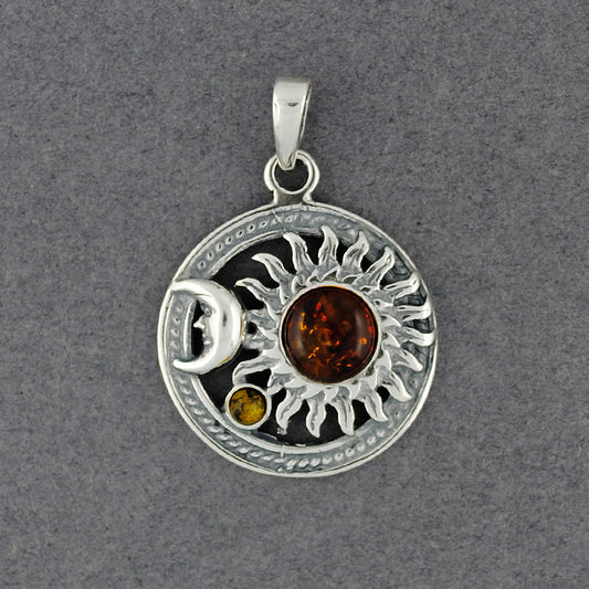 Amber Multi Color Sun and Moon Pendant