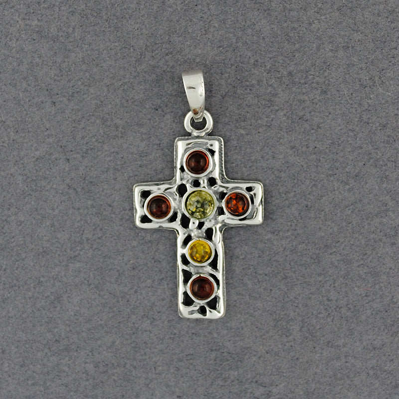 Amber Multi Color Cross Pendant