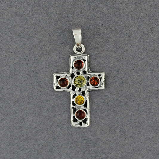 Amber Multi Color Cross Pendant