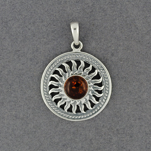 Amber Sun in Twisted Border Pendant