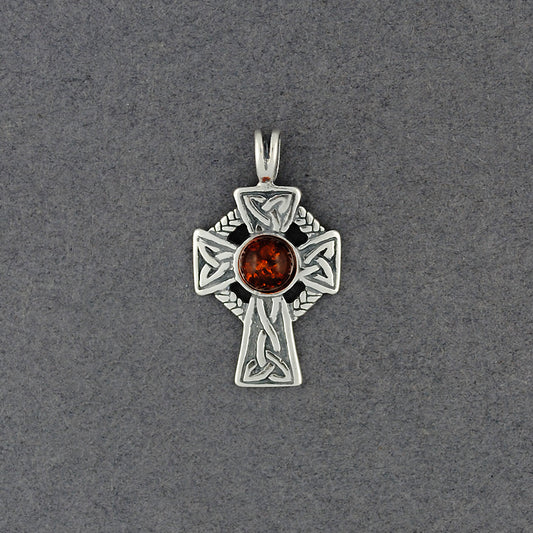 Amber Celtic Cross Pendant