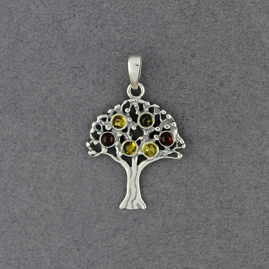 Amber Multi Color Small Tree of Life Pendant