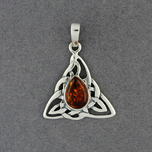 Amber Celtic Triangle Pendant