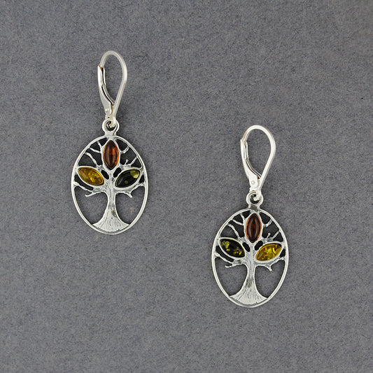 Amber Multi Color Tree in Oval Earrings