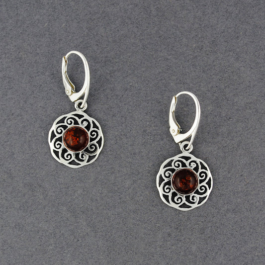 Amber Swirls in Circle Earrings