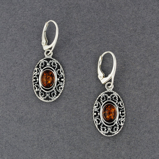 Amber Antique Oval Earrings