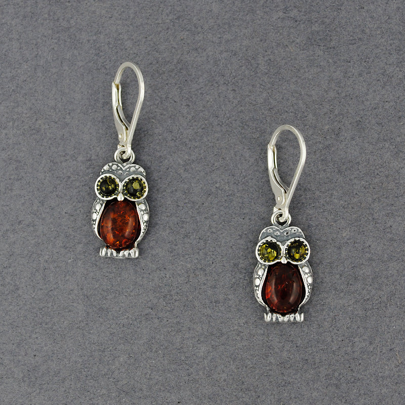 Multi Amber Owl Earrings