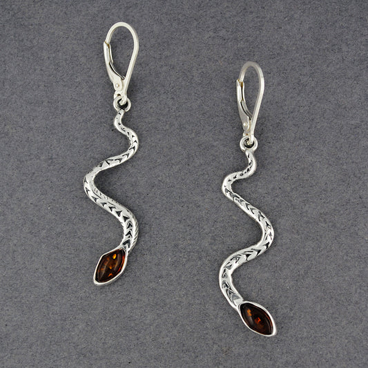 Amber Snake Earrings