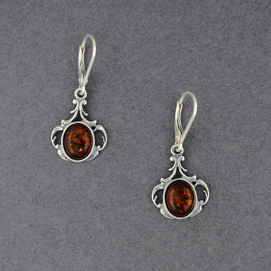 Amber Oval Fancy Scroll Earrings