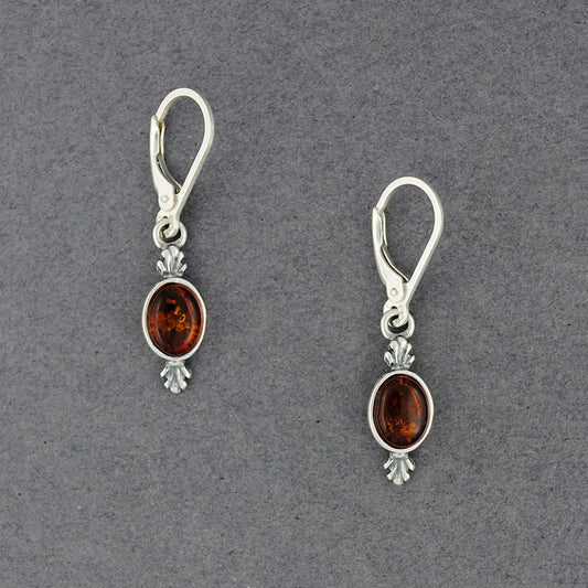 Amber Oval Earring with Fan Design