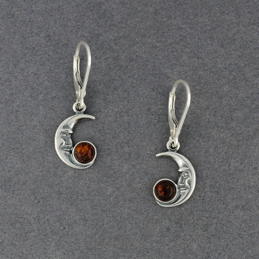 Amber Crescent Moon Earrings