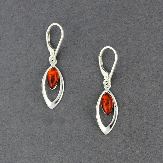 Amber Marquis in Silver Outline Earrings