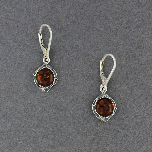 Amber in Leaf Design Earrings