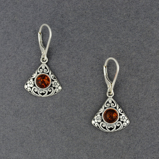 Amber Floral Triangle Earrings