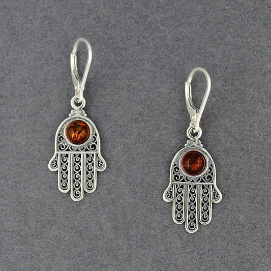 Amber Hamsa Earrings