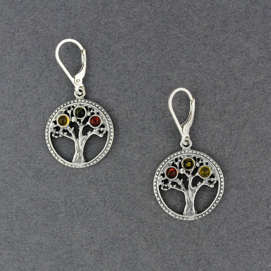 Amber Multi Color Round Tree Earrings