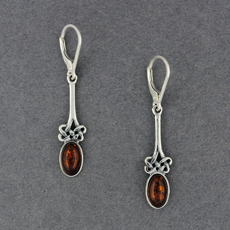 Amber Long Celtic Knot Earrings