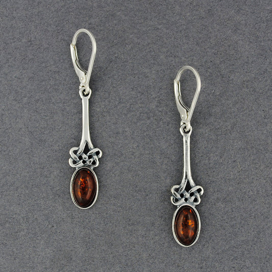 Amber Long Celtic Knot Earrings