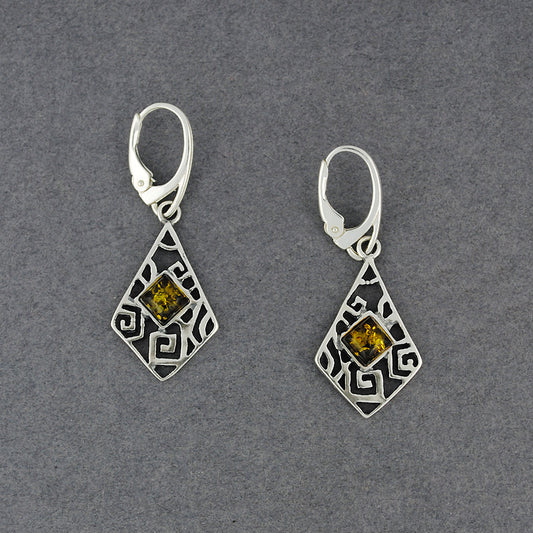 Amber Diamond Geometric Earrings