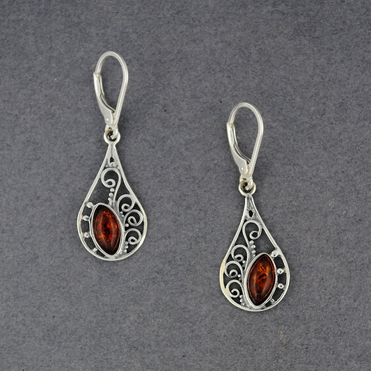 Amber Teardrop Swirl Earrings