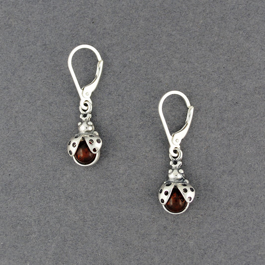 Amber Ladybug Earrings