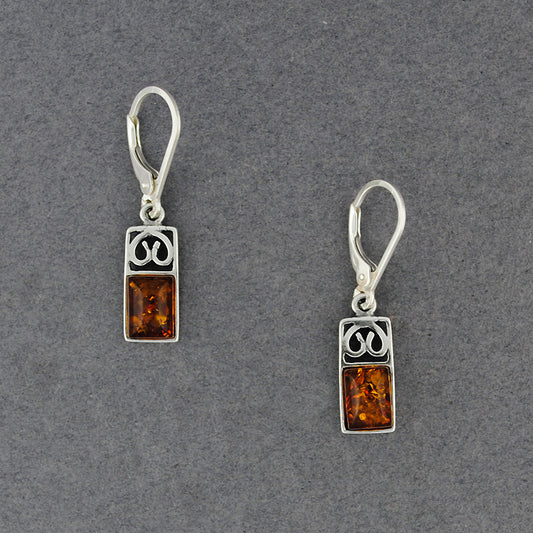 Amber Rectangle Swirl Earrings