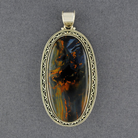 Sterling Silver Pietersite Fancy Oval Pendant