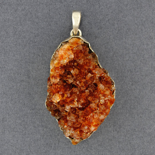 Sterling Silver Citrine Druzy Pendant