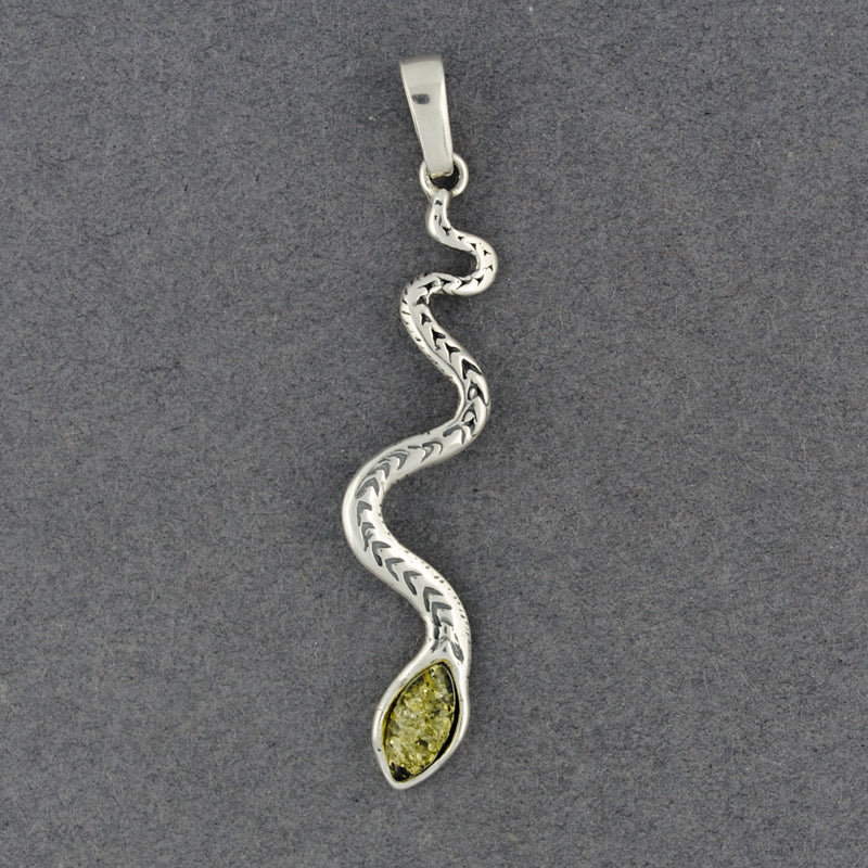 Green Amber Snake Pendant