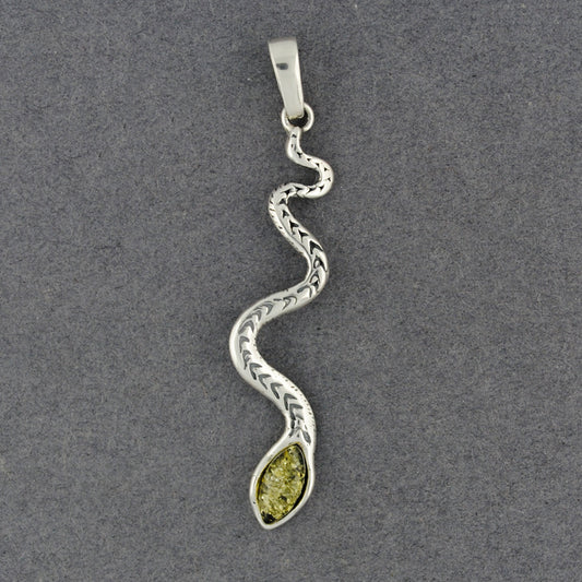 Green Amber Snake Pendant