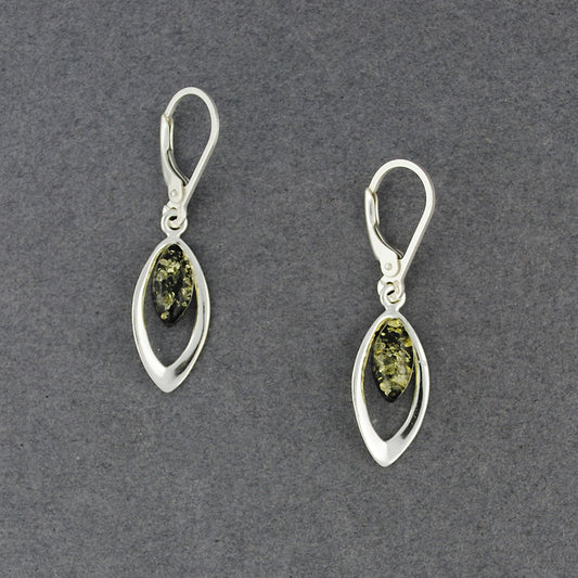 Green Amber Marquis Earrings