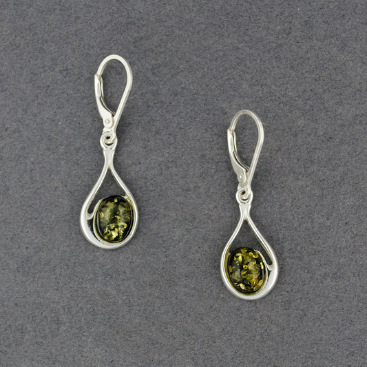 Green Amber Teardrop Earrings