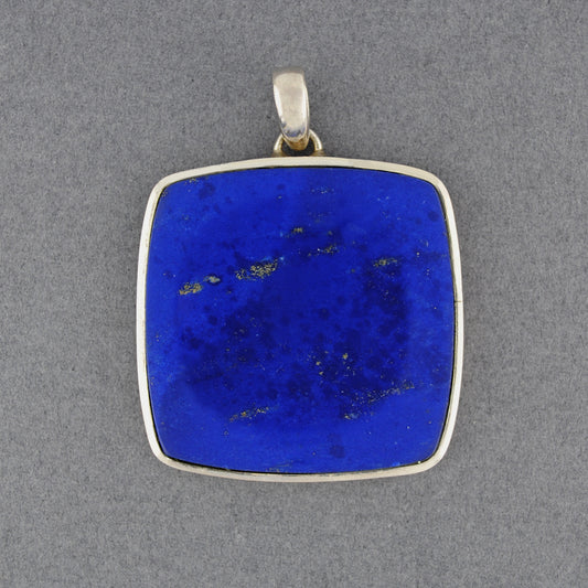 Sterling Silver Lapis Rounded Square Pendant