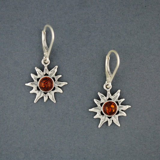 Amber Sunflower Earrings