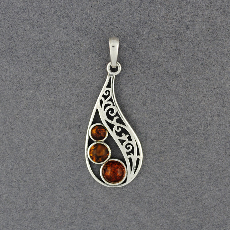 Amber Curved Teardrop Pendant