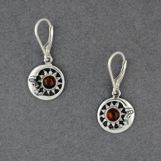 Amber Sun in Moon Earrings