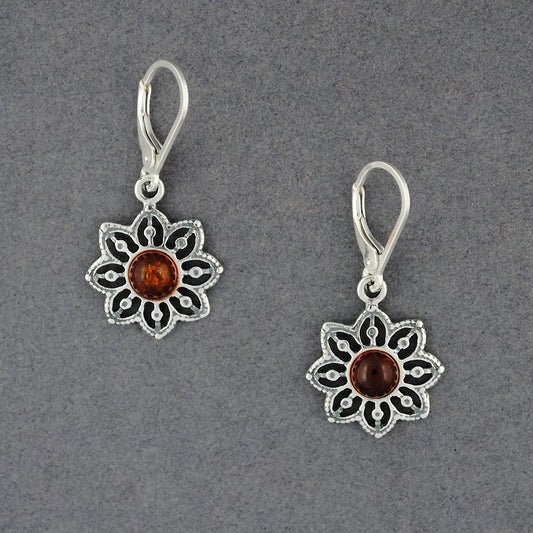 Amber Stylized Flower Earrings