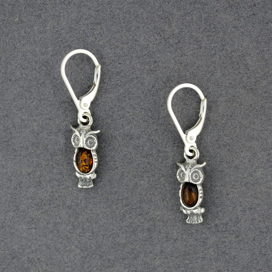 Amber Small Owl Earrings