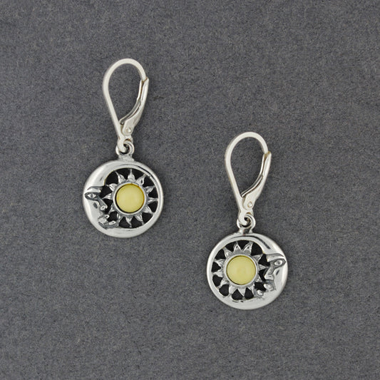 Yellow Amber Sun in Moon Earrings