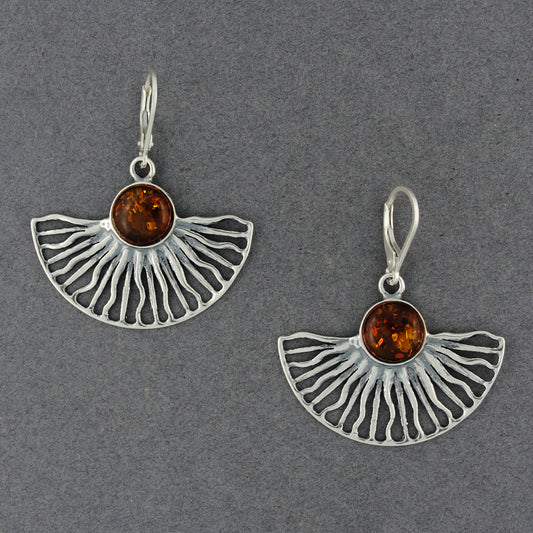 Amber Sunburst Fan Earrings