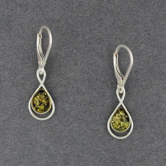 Green Amber Mini Teardrop Earrings