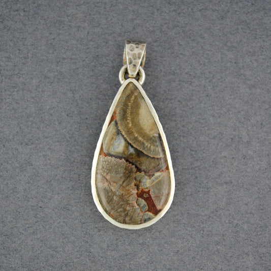 Sterling Silver Mushroom Rhyolite Small Teardrop Pendant