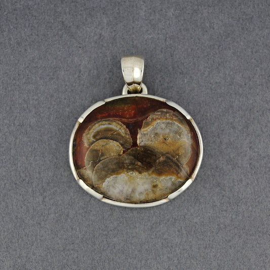 Sterling Silver Mushroom Rhyolite Oblong Pendant
