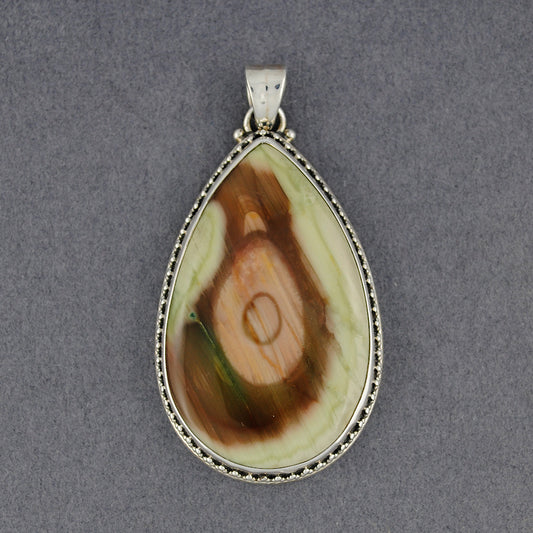 Sterling Silver Imperial Jasper Dotted Teardrop Pendant