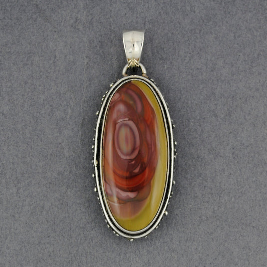 Sterling Silver Imperial Jasper Dotted Oval Pendant