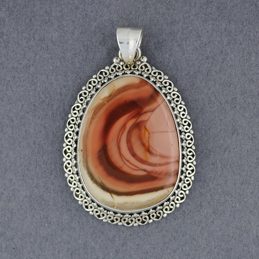 Sterling Silver Imperial Jasper Fancy Border Pendant